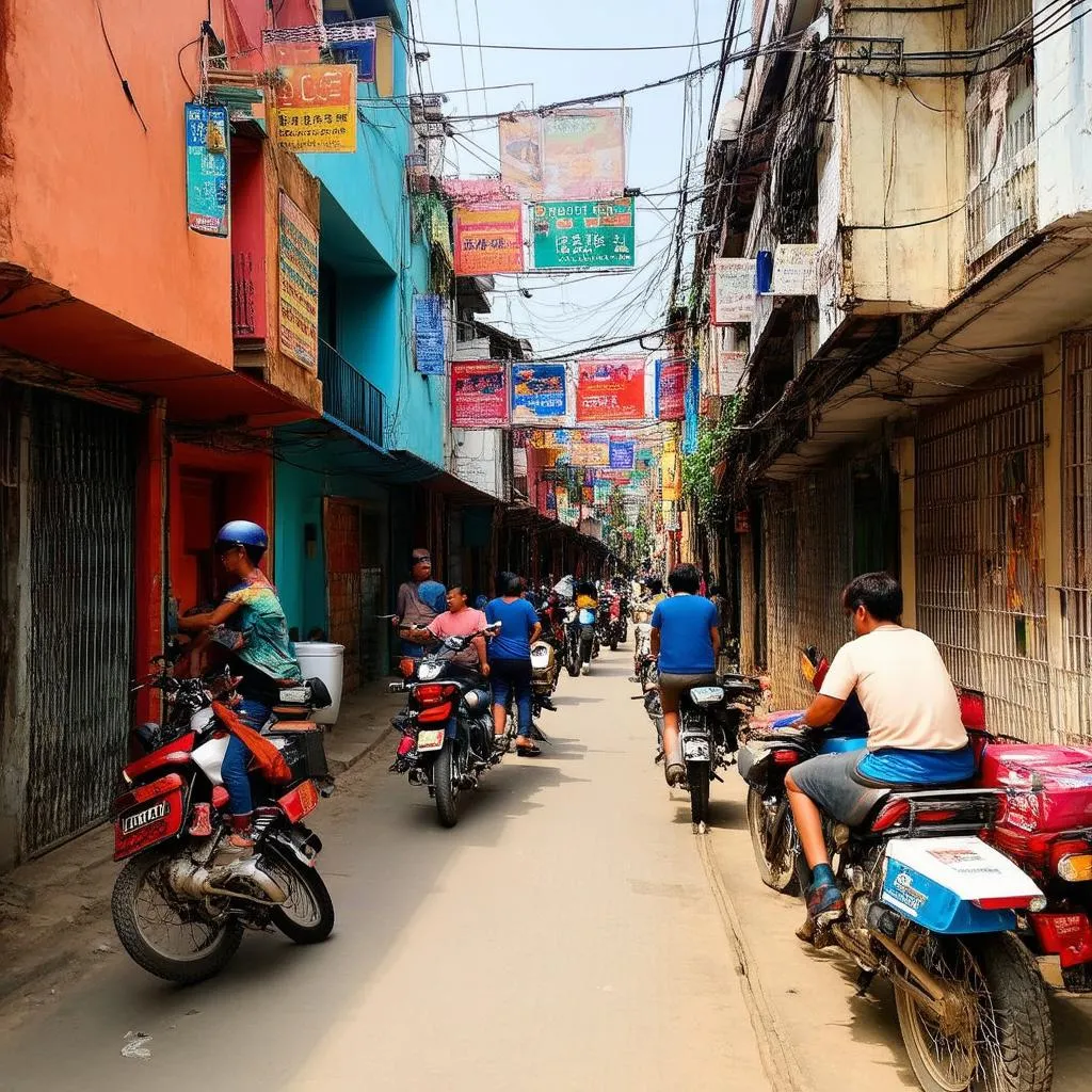 bustling Vietnamese street